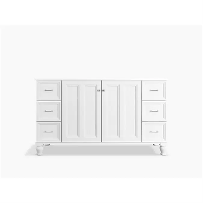 K-99523-LG Damask® 60" bathroom vanity cabinet with furniture legs, 2 doors and 6 drawers