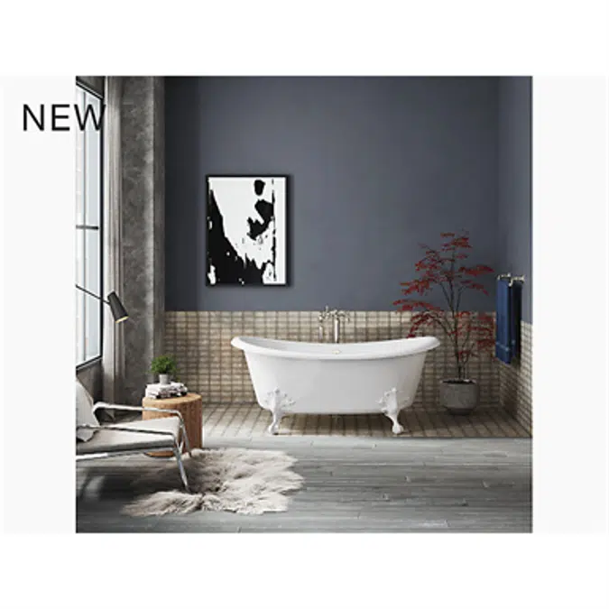 K-21000-W Artifacts® 66-1/8" x 32-1/2" freestanding bath with White exterior
