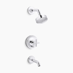 purist® rite-temp® bath and shower trim kit with push-button diverter and cross handle, 1.75 gpm
