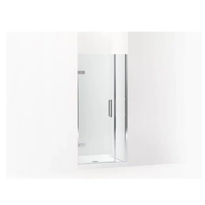 K-27588-10L Composed® Frameless pivot shower door, 71-9/16" H x 33-5/8 - 34-3/8" W, with 3/8" thick Crystal Clear glass