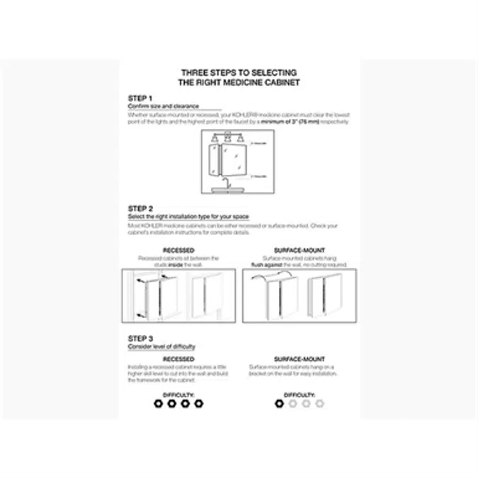 K-99009 Verdera® 34" W x 30" H aluminum medicine cabinet with adjustable magnifying mirror and slow-close door