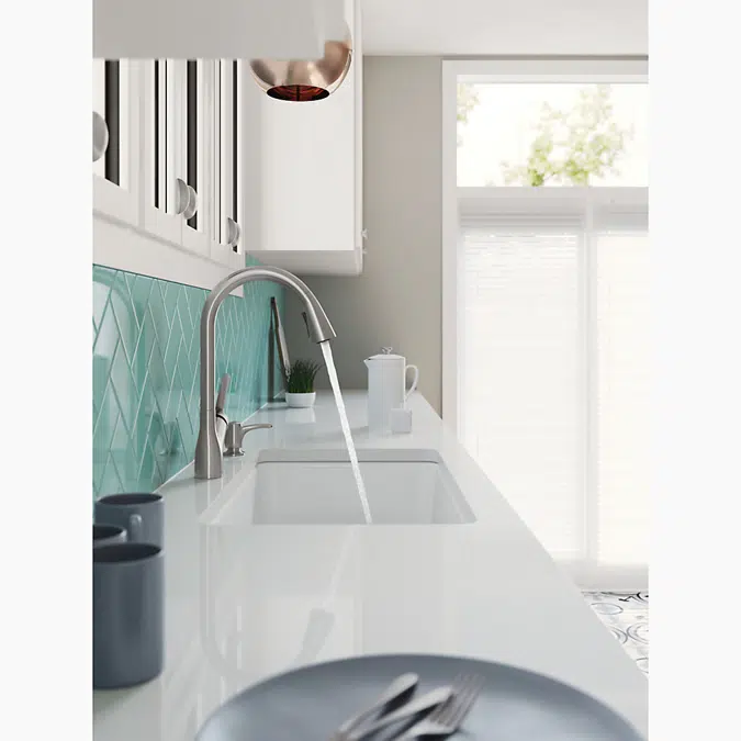 Setra® Touchless pull-down kitchen faucet with soap/lotion dispenser
