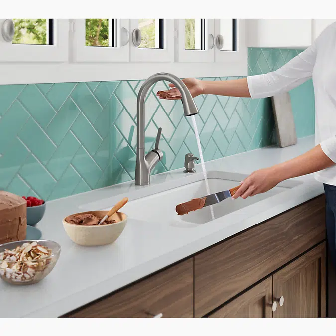 Setra® Touchless pull-down kitchen faucet with soap/lotion dispenser