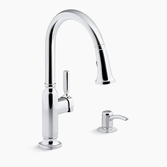 Ealing® Pull-down kitchen sink faucet with soap/lotion dispenser