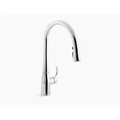 kuva kohteelle K-596 Simplice® single-hole or three-hole kitchen sink faucet with 16-5/8" pull-down spout, DockNetik(R) magnetic docking system, and a 3-function sprayhead featuring Sweep(R) spray