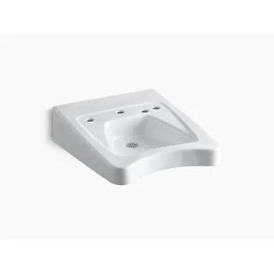kuva kohteelle K-12634-R Morningside™ 20" x 27" wall-mount/concealed arm carrier wheelchair bathroom sink with 11-1/2" centers faucet holes and right-hand soap dispenser hole