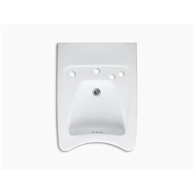 K-12634-R Morningside™ 20" x 27" wall-mount/concealed arm carrier wheelchair bathroom sink with 11-1/2" centers faucet holes and right-hand soap dispenser hole