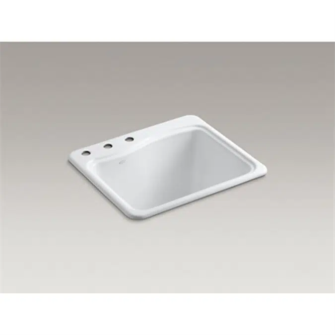 K-6657-3 River Falls™ 25" x 22' x 14-15/16" top-mount utility sink with 3 faucet holes on deck on left side