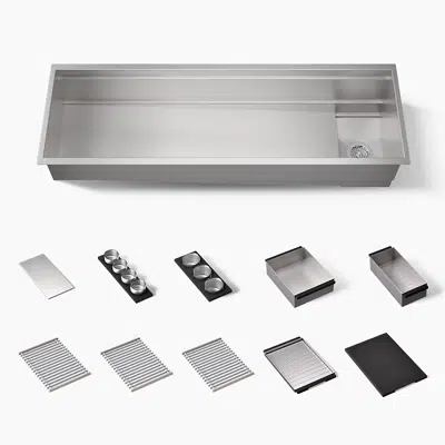 รูปภาพสำหรับ Synthos™ 57-3/4" undermount single-bowl workstation kitchen sink