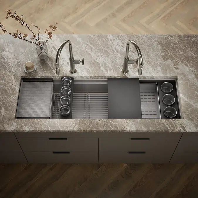 Synthos™ 57-3/4" undermount single-bowl workstation kitchen sink
