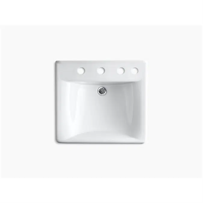 K-2053-NR Soho® 20" x 18" wall-mount/concealed arm carrier bathroom sink with 8" widespread faucet holes and right-hand soap dispenser hole
