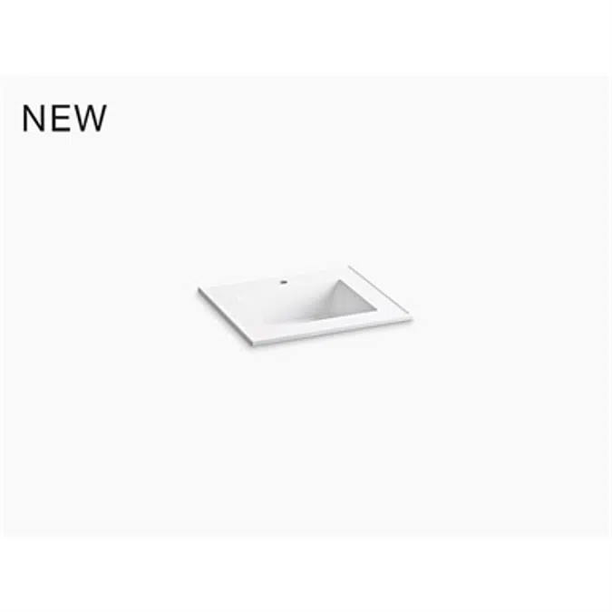 K-2777-1 Ceramic/Impressions® 25" rectangular vanity-top bathroom sink with single faucet hole