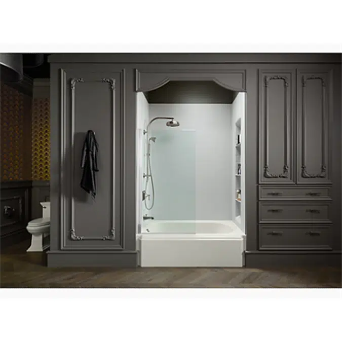 K-707105-L Aerie® bath screen, 56-15/16"H x 32"W with 1/4" thick Crystal Clear glass and square corner