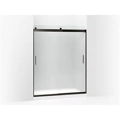 Image for K-706009-D3 Levity® Sliding shower door, 74" H x 56-5/8 - 59-5/8" W, with 1/4" thick Frosted glass and blade handles