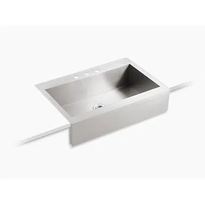 изображение для K-3942-3 Vault™ 35-3/4" x 24-5/16" x 9-5/16" top-mount single-bowl stainless steel farmhouse kitchen sink for 36" cabinet