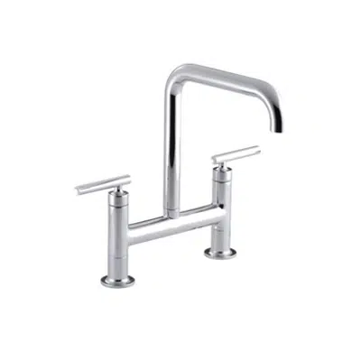 Image for K-7547-4 Purist® two-hole deck-mount bridge kitchen sink faucet with 8-3/8" spout
