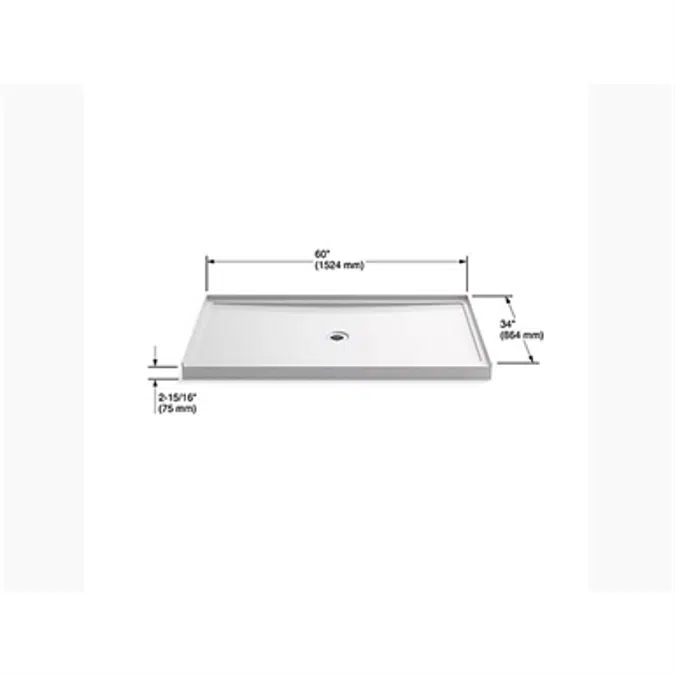 K-8649 Rely® 60" x 34" single-threshold shower base with center drain
