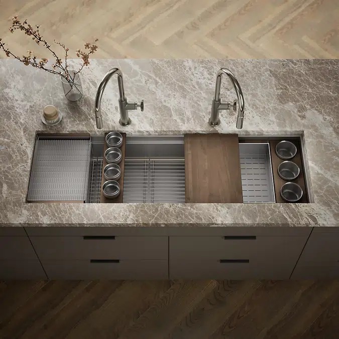 Synthos™ 57-3/4" undermount single-bowl workstation kitchen sink