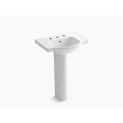 Image for K-5266-8 Veer® 24" pedestal bathroom sink with 8" widespread faucet holes