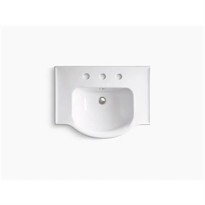 K-5266-8 Veer® 24" pedestal bathroom sink with 8" widespread faucet holes