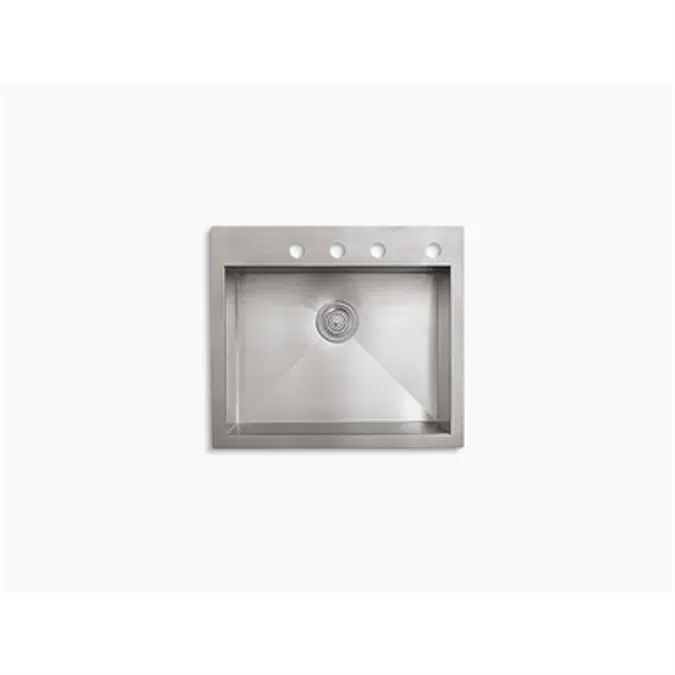 K-3822-4 Vault™ 25" x 22" x 9-5/16" Top-mount/undermount single-bowl kitchen sink with 4 faucet holes