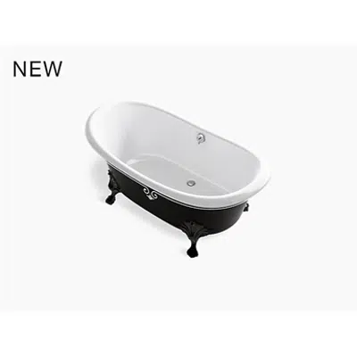 Image for K-21000-P5D Artifacts® 66-1/8" x 32-1/2" freestanding bath with Iron Black exterior and decorative border