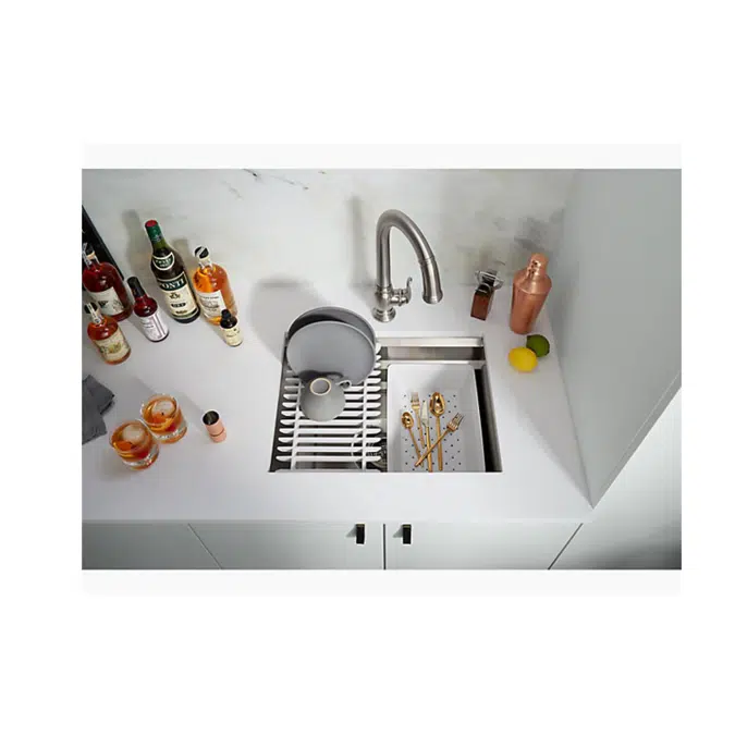 K-23650 Prolific® 23" x 17-3/4" x 10-7/8" Undermount single-bowl workstation kitchen sink with accessories