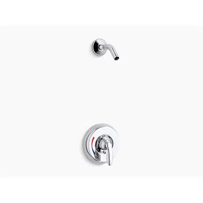 K-PLS15611-X4 Coralais® shower valve trim with lever handle and red/blue indexing, less showerhead, project pack图像