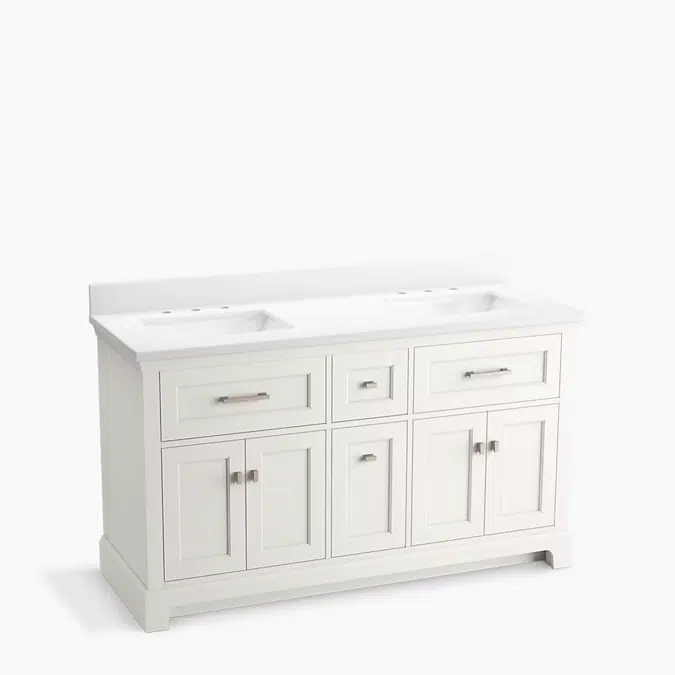 Charlemont™ 60" bathroom vanity cabinet with sinks and quartz top