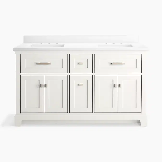 Charlemont™ 60" bathroom vanity cabinet with sinks and quartz top