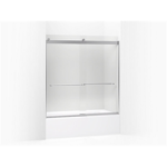 k-706004-d3 levity® sliding bath door, 62" h x 56-5/8 - 59-5/8" w, with 1/4" thick frosted glass