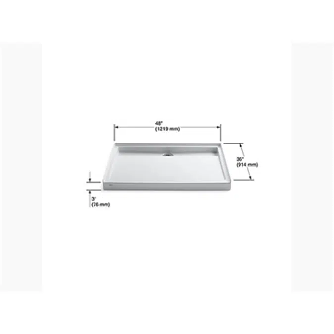 K-9925 Groove® 48" x 36" single threshold rear center drain shower base