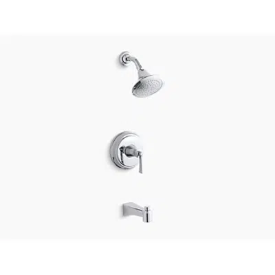 K-TS11077-4 Archer® Rite-Temp(R) bath and shower valve trim with lever handle, spout and 2.5 gpm showerhead için görüntü