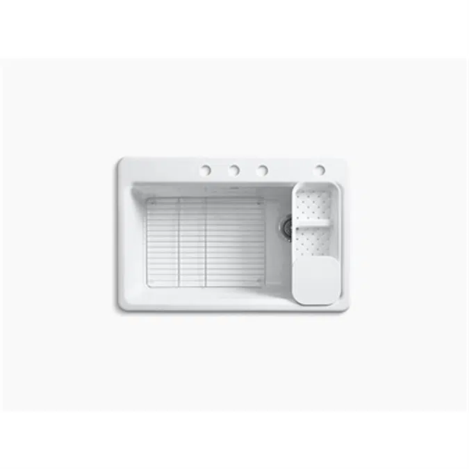 K-5871-4A2 Riverby® 33" x 22" x 9-5/8" top-mount single bowl workstation kitchen sink w/ accessories