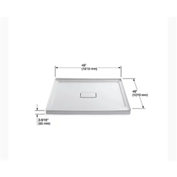 K-9394 Archer® 48" x 48" single threshold center drain shower base with removable cover