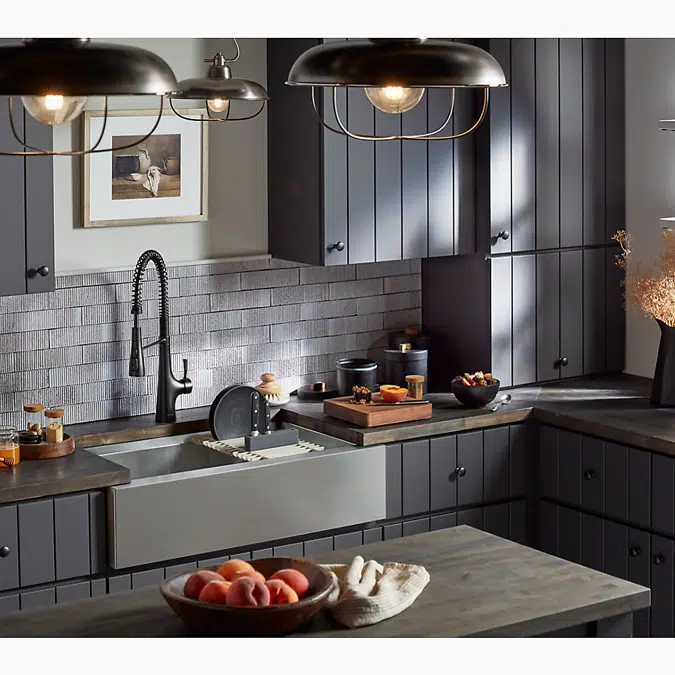 Tempered™ 35-1/2" x 19-5/8" x 9-1/2" farmhouse workstation kitchen sink