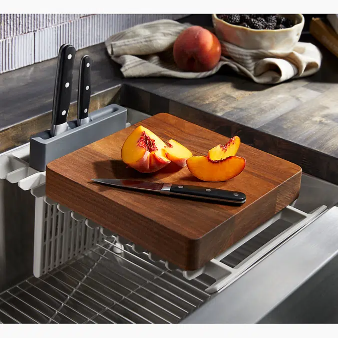 Tempered™ 35-1/2" x 19-5/8" x 9-1/2" farmhouse workstation kitchen sink