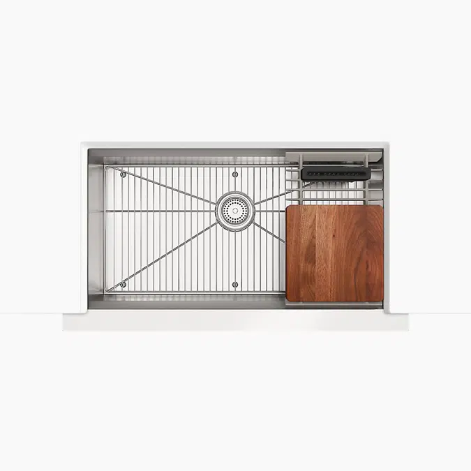 Tempered™ 35-1/2" x 19-5/8" x 9-1/2" farmhouse workstation kitchen sink