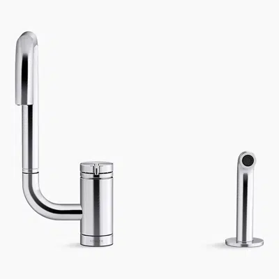 imagen para Components® Single-handle kitchen sink faucet with two-function extended-reach spout and side sprayer