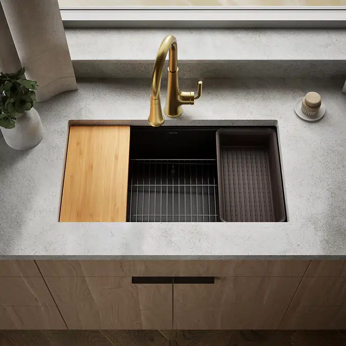 Ealing® 32-1/2" undermount single-bowl workstation kitchen sink  K-R39827-1AC-CM1