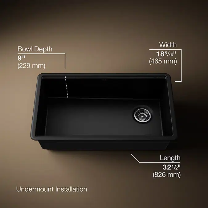 Ealing® 32-1/2" undermount single-bowl workstation kitchen sink  K-R39827-1AC-CM1