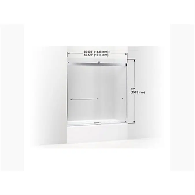 K-706167-L Levity® Sliding shower door, 74" H x 56-5/8 - 59-5/8" W, with 5/16" thick Crystal Clear glass