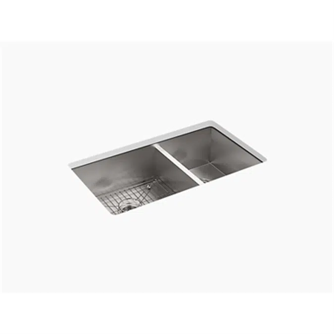 K-3823-3 Vault™ 33" x 22" x 9-5/16" Top-mount/undermount large/medium double-bowl kitchen sink with 3 faucet holes