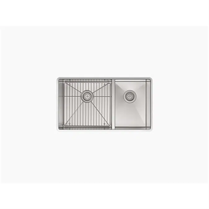 K-3823-3 Vault™ 33" x 22" x 9-5/16" Top-mount/undermount large/medium double-bowl kitchen sink with 3 faucet holes