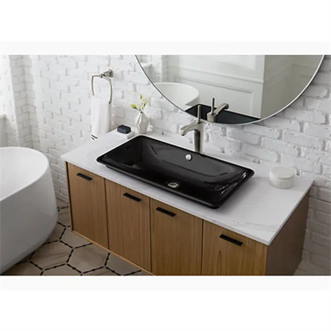 K-20212-P5 Iron Plains® Trough Rectangle Drop-in/undermount vessel bathroom sink with Iron Black painted underside