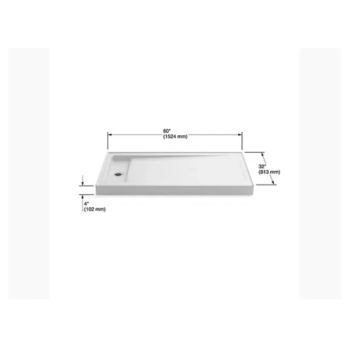 K-9163 Bellwether® 60" x 32" single-threshold shower base with left center drain