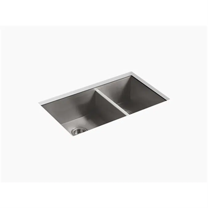 K-3823-4 Vault™ 33" x 22" x 9-5/16" Top-mount/undermount large/medium double-bowl kitchen sink with 4 faucet holes