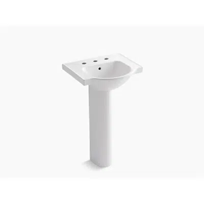 Image for K-5265-8 Veer® 21" pedestal bathroom sink with 8" widespread faucet holes