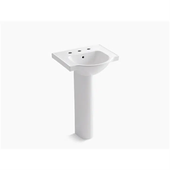 K-5265-8 Veer® 21" pedestal bathroom sink with 8" widespread faucet holes