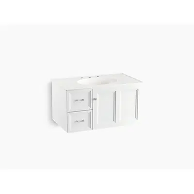 Image for K-99520-L Damask® 36" wall-hung bathroom vanity cabinet with 1 door and 2 drawers on left